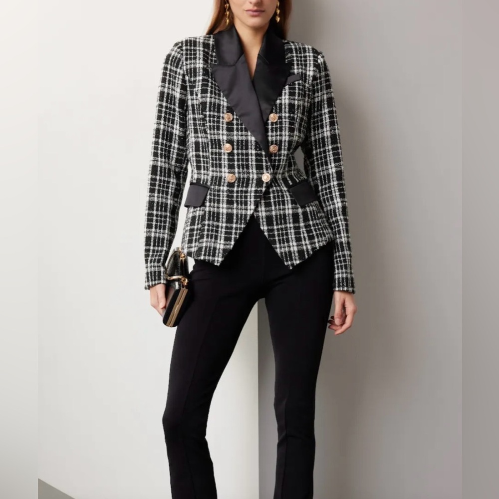Rachel Parcell Double Breasted Satin Lapel Blazer Sz 0